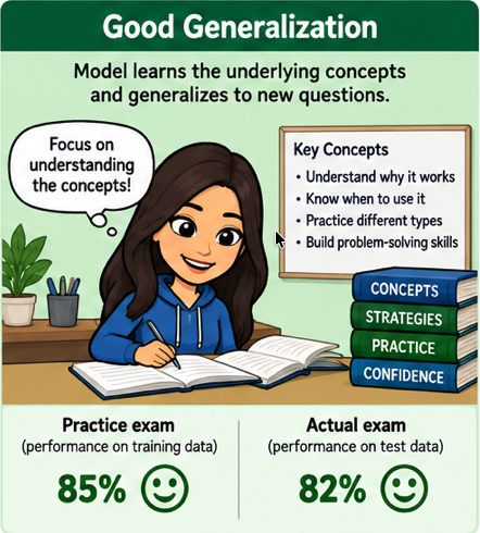 Learning transferable patterns gives strong practice and actual exam performance.